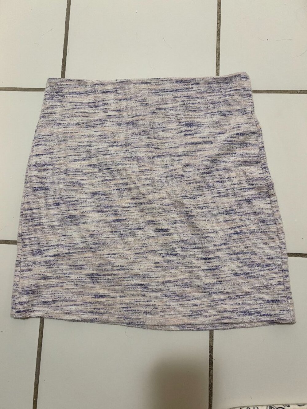 Loft White Purple Tweed Stretch Knit Pencil Mini Skirt Sz 2